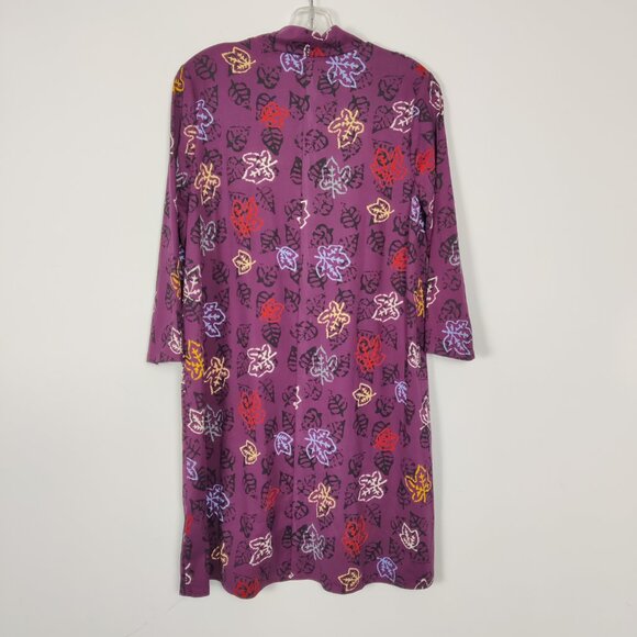Celebrate Together Women's Blouse Size M Purple Colorful Leaves Print Turtleneck - Picture 4 of 7